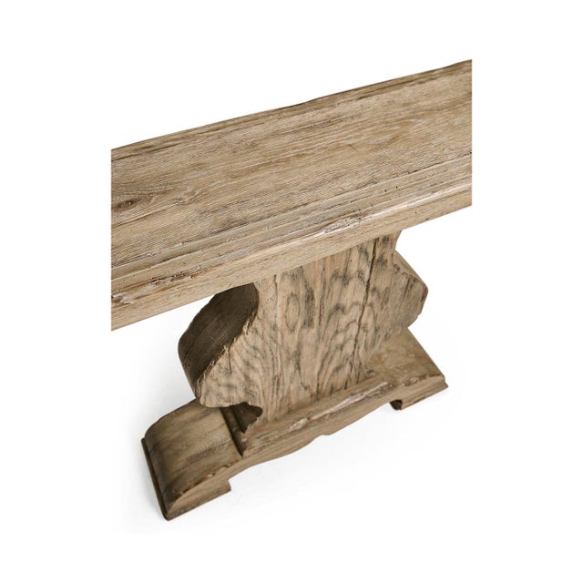 2020s Rustic Pedestal Console Table For Sale - Image 5 of 9