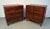 Striking pair of vintage mid-century modern burled walnut cabinets featuring beautifully figured wood grain, sculpted...