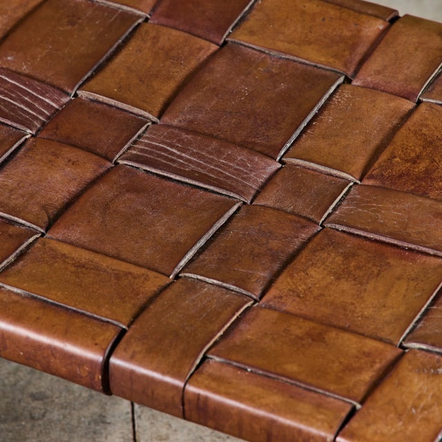 Small Woven Leather Bench by Swift and Monell For Sale - Image 15 of 18