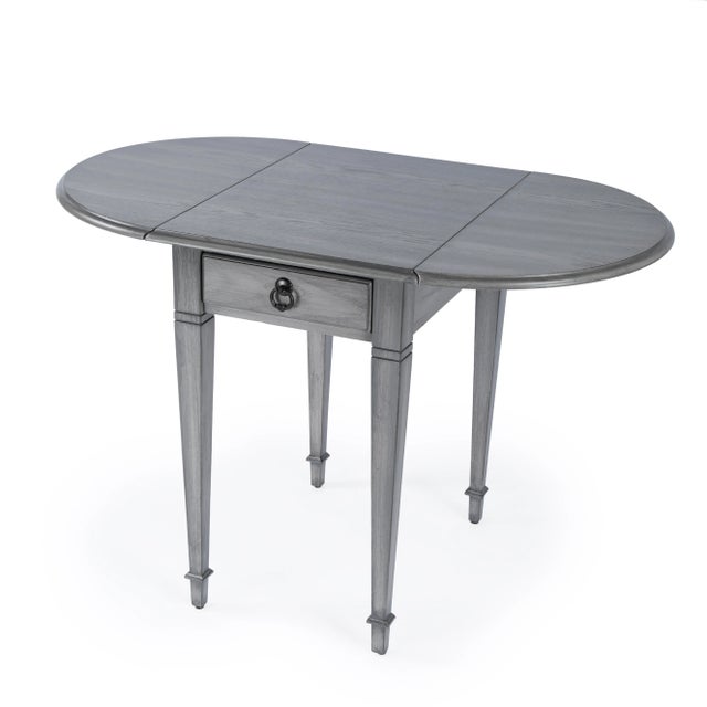 Spritely Home Accent Furniture Glenview Gary Pembroke Side Table, Gray For Sale - Image 4 of 10