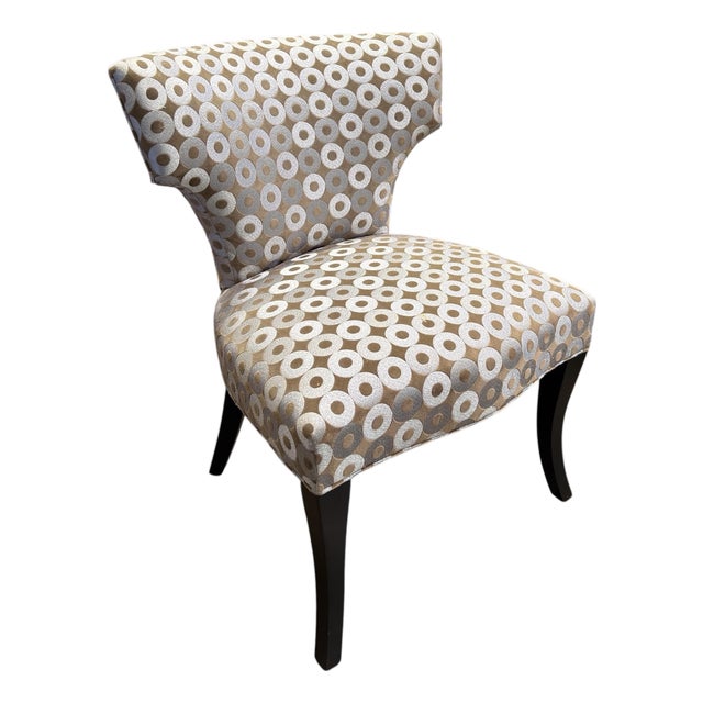 Modern Klismos Ebonized & Silk Upholstered Chair, 1 of 2 Available For Sale