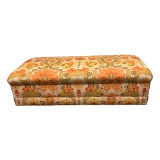 Patricia Edwards for Partridge Bespoke Upholstered Ottoman + Casters For Sale