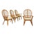 Late 20th Century Coastal Island Style or Hollywood Regency Balloon Back Rattan Dining Chairs Off White Seats Set of 4 For Sale