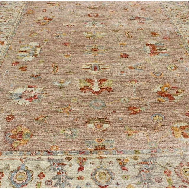 Large Angora Turkish Oushak Rug in Dusty Pink by Keivan Woven Arts For Sale In Atlanta - Image 6 of 11