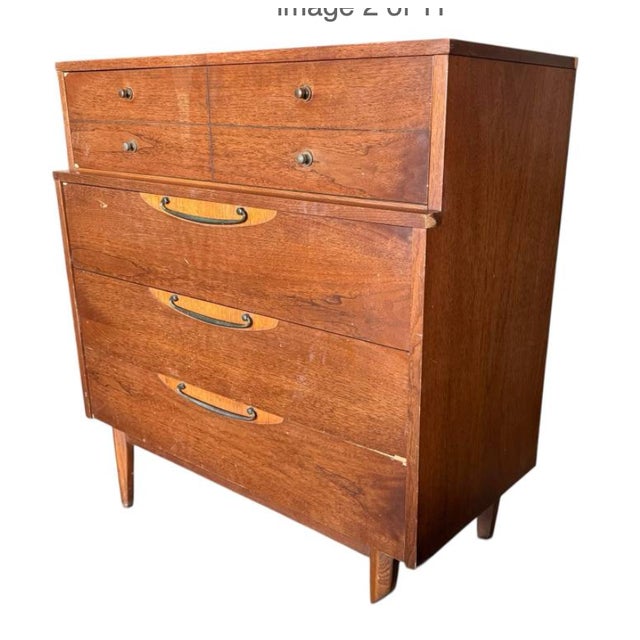 Brown Vintage Lane High Boy Dresser Bureau Solid Maple MCM 40.5x18x38” For Sale - Image 8 of 14