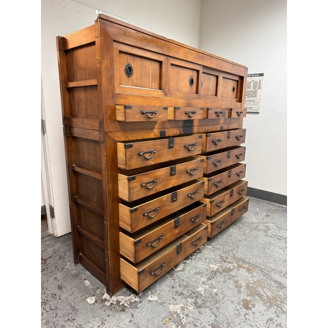 Mid 20th Century Japanese Two Piece Tansu Chest of Drawers For Sale - Image 5 of 12