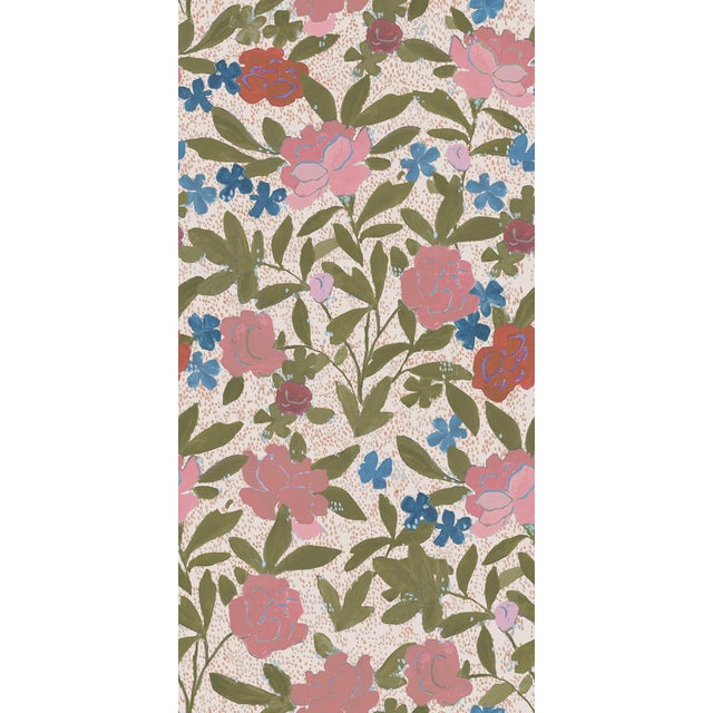 Large Scale, Floral Bouquet Wallpaper by Paule Marrot in Oatmeal For Sale