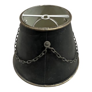 Vintage Small Toleware Metal Black Lamp Shade For Sale