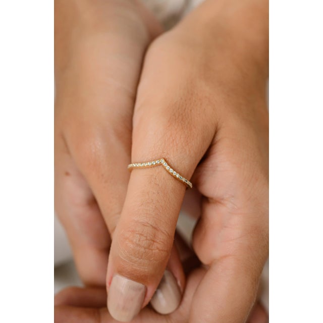 Art Deco Dainty Chevron Stackable v Shape Ring in 14k Size 7 For Sale - Image 3 of 8