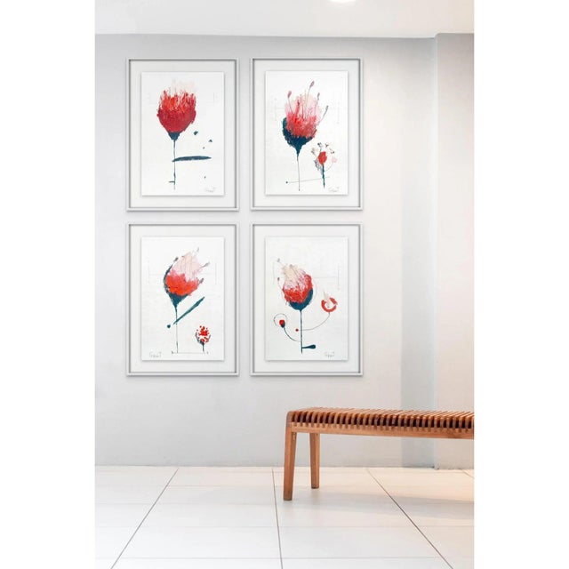 Organic Modern Florals — Set of Four Original Oil Paintings | Unframed For Sale - Image 9 of 12