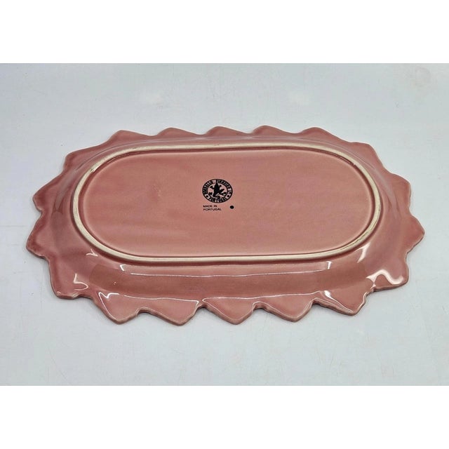 Beautiful vintage oval serving platter by Bordallo Pinheiro featuring a charming embossed pink rabbit design. This...