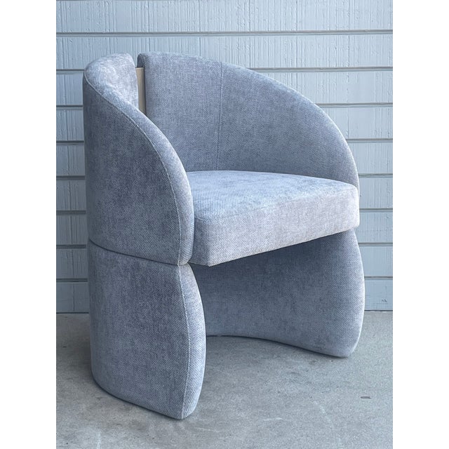Contemporary Bently Gray and Gold Armchair Dining Chair For Sale - Image 3 of 6