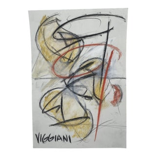 Late 20th Century Charcoal Abstract Drawing Signed Viggiani For Sale