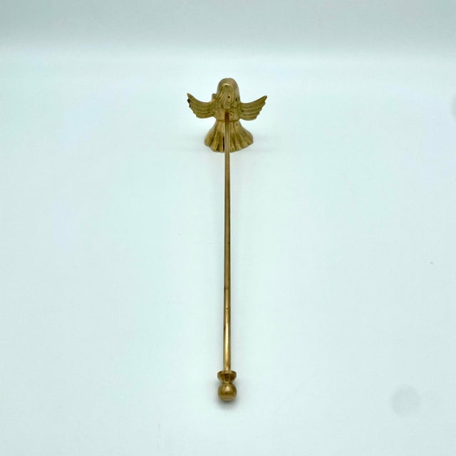 1970s Vintage Victorian Gothic Brass Angel Candle Snuffer For Sale - Image 5 of 7