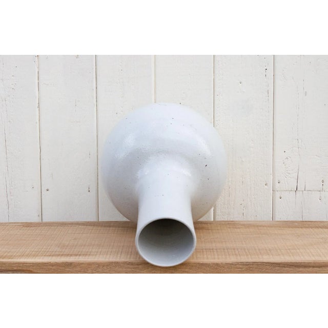 Ceramic Very Tall White Glazed Asian Vase For Sale - Image 7 of 9