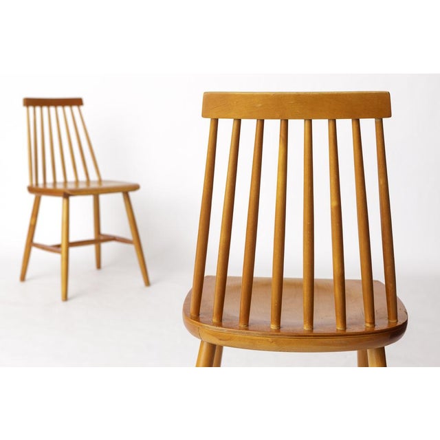 Set of Vintage Scandinavian Pinocchio Dining Chairs in Beechwood by Yngve Ekström, 1960s For Sale - Image 5 of 10