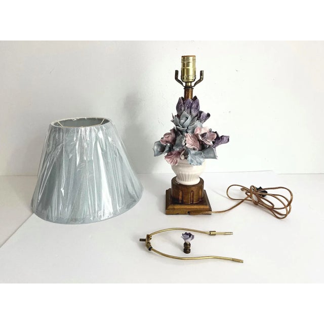 1950s Italian Floral Bouquet Lamp & Shade For Sale - Image 18 of 18