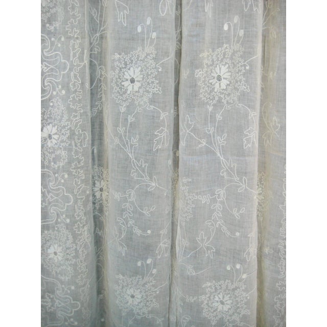 This splendid pair of draperies or shade are embroidered with the technique called in France Cornelys , it can be compare...