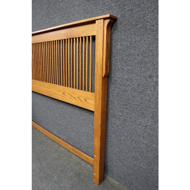 Wood Contemporary Mission Oak Queen Headboard For Sale - Image 7 of 8