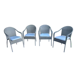 Frontgate Curved Back Stacking Outdoor Dining Chairs - Set of 6