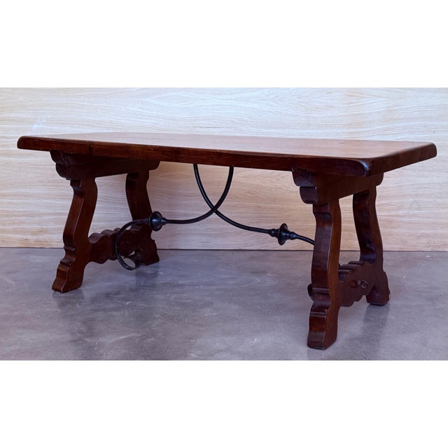Early 20th Century Spanish rectangular coffee table with lyre Legs For Sale - Image 4 of 18