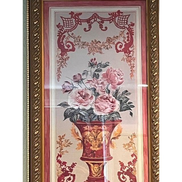 Vintage Neoclassical Floral Urn Framed Art Print Signed Farespi 17x32 For Sale - Image 4 of 10