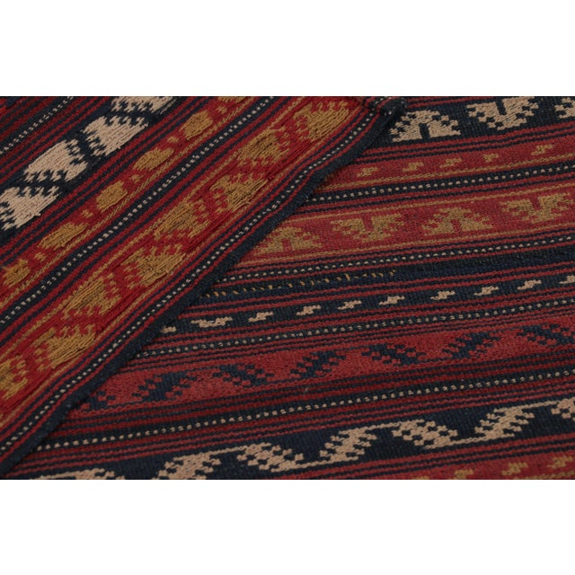 Textile Vintage Persian Kilim, Tribal Geometric Stripes in Warm Red Tones - Rug & Kilim For Sale - Image 7 of 7