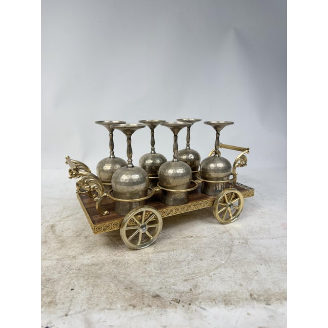 Vintage Silver-Plated Liquor Glass Trolley Set, 1950s, Set of 6 For Sale - Image 4 of 9