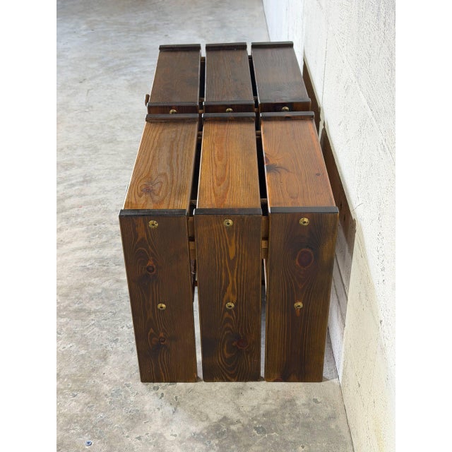 Oak Nightstands Side Tables Set of 2 Rustic Brutalist Vintage Mid-Century Modern 1970s For Sale - Image 9 of 11
