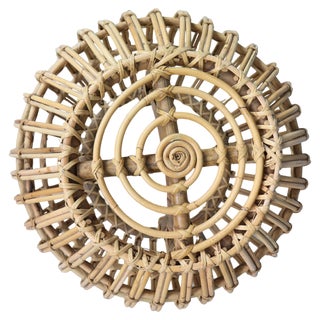 Vintage Rattan Pouf attributed to Dirk Van Sliedrecht, 1960s For Sale