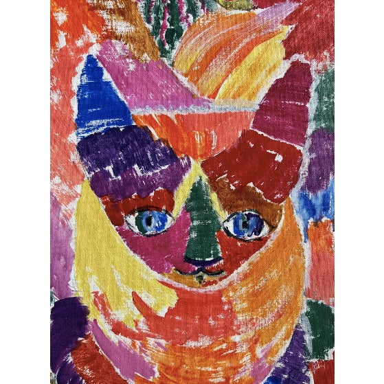 1960s Artist Ella Wharton Alluisi "Horned Cat" 1136 Original Mid Century Painting 20x24 For Sale In Los Angeles - Image 6 of 8