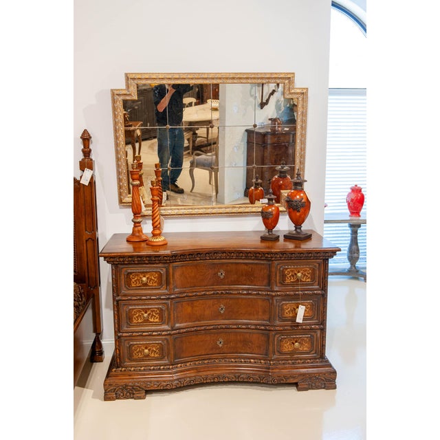 2020s Italian Walnut Marquetry Serpentine Chest of Drawers For Sale - Image 5 of 5