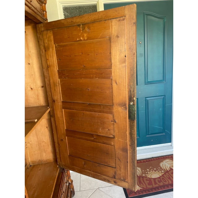 Antique French Armoire With Faux Bamboo & Pine Wood For Sale - Image 11 of 18