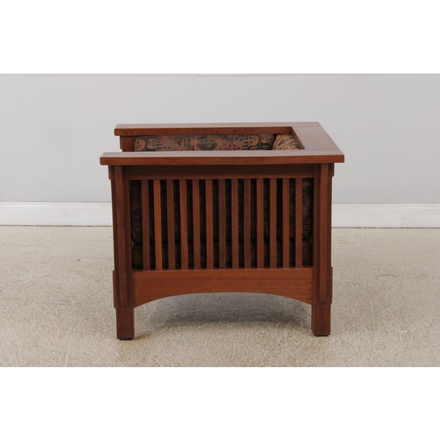 Mission Style Solid Mahogany Cube Arm Chair For Sale - Image 4 of 13