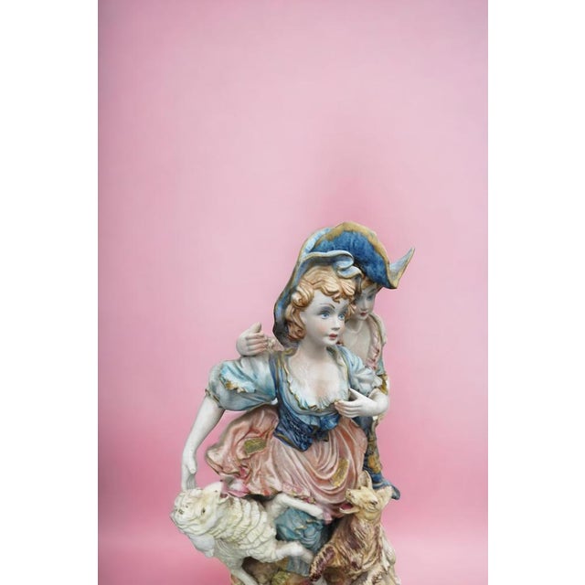 Large Capodimonte Figurine Group of Boys with Lamb and Dog, 1890s For Sale - Image 9 of 18