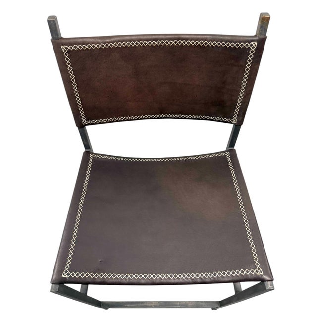 Sol & Luna Brown Leather and Iron Counter Stool, Showroom Sample For Sale In Indianapolis - Image 6 of 8