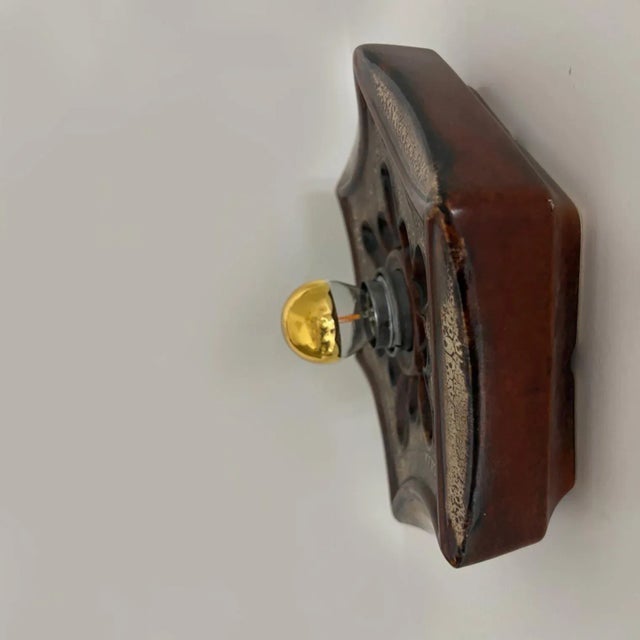 Vintage German Gold Hex-Shaped Star Ceramic Wall Light, 1970 For Sale - Image 4 of 12