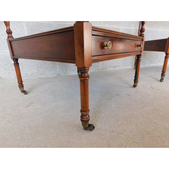 Hekman Regency Style Olive Wood Mahogany End Tables - A Pair For Sale - Image 10 of 18