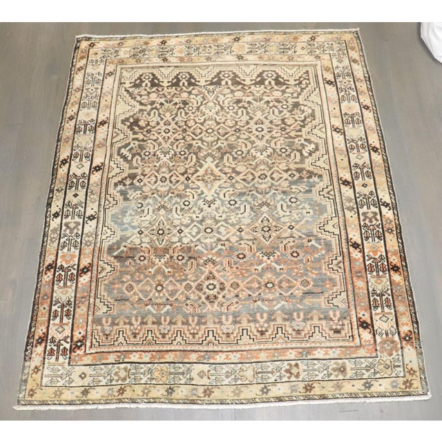 Square Small Antique Persian Malayer rug no.j4239 For Sale - Image 4 of 7
