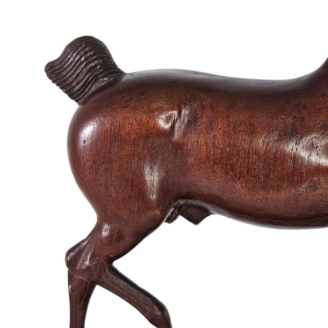 Brown Peter Giba Hand Carved Wood Horse Folk Art Sculpture Unsigned For Sale - Image 8 of 8