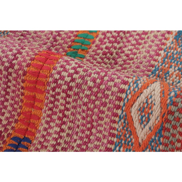 Vintage Peruvian Square Kilim, Polychromatic Geometric Stripes - Rug & Kilim For Sale In New York - Image 6 of 7
