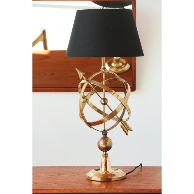 Brass Arrowed Armillary Sphere Table Lamp For Sale - Image 13 of 18