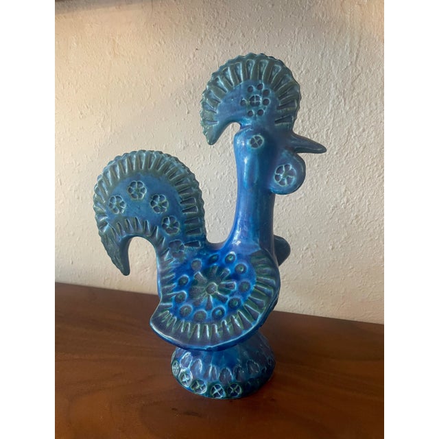 Mid-Century Modern Vintage 1960s Aldo Londi for Bitossi Ceramics Italy Rooster Rimini Blue Collection For Sale - Image 3 of 8