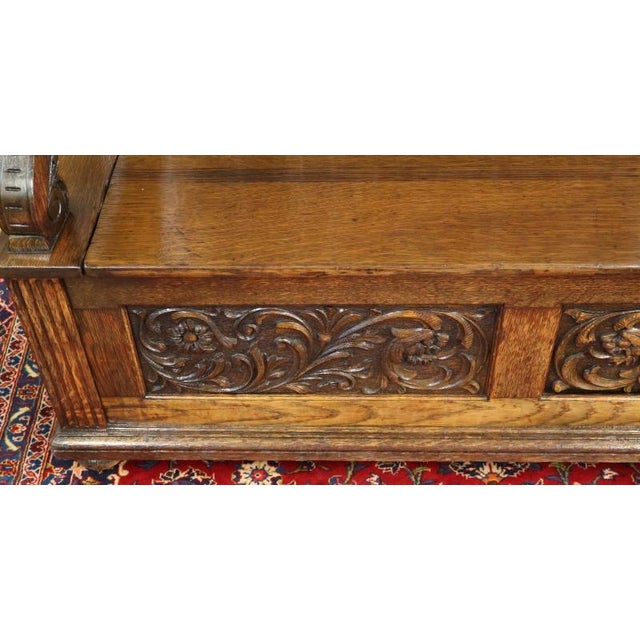 Late 19th Century Late 19th Century English Victorian Oak Hall Seat Settee Bench For Sale - Image 5 of 18