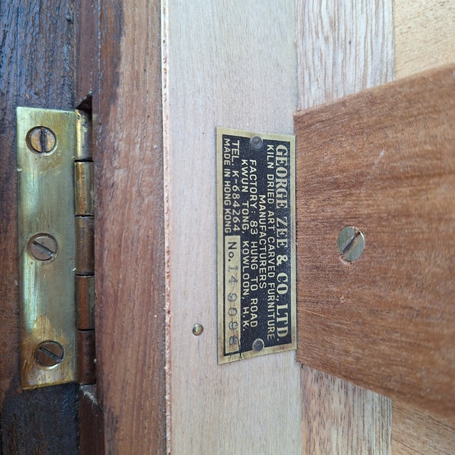 1960s George Zee Hand-Carved Chinese Camphor Wood & Brass Trunk For Sale - Image 9 of 12