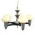Striking Streamline Moderne five-light chandelier featuring a dramatic combination of chrome-plated metal, black enamel...
