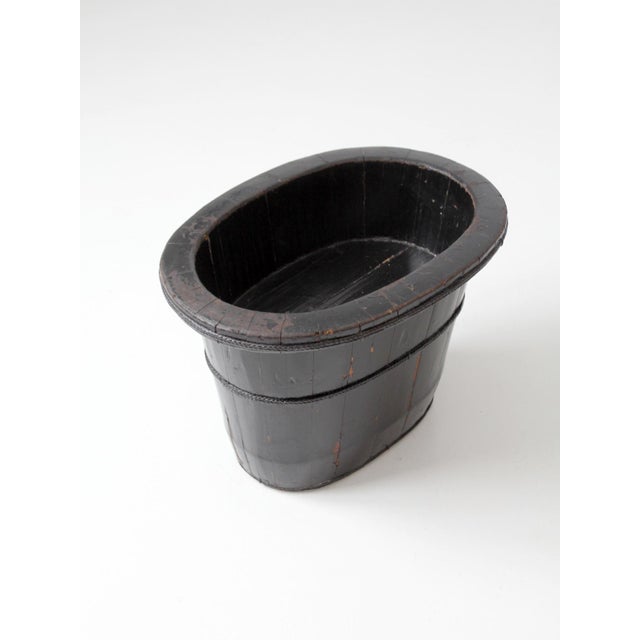 Wood Antique Chinese Primitive Coopered Wood Basin For Sale - Image 7 of 14