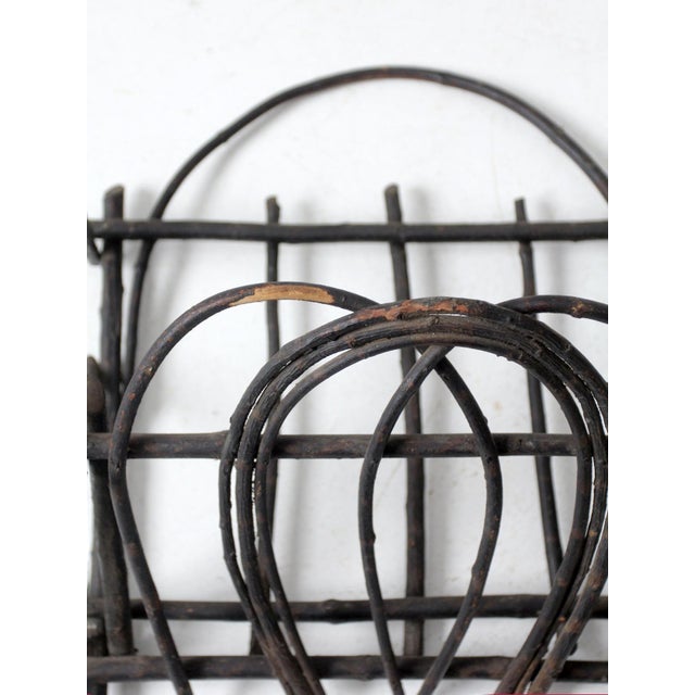 Wood Antique Adirondack Twig Wall Basket For Sale - Image 7 of 9