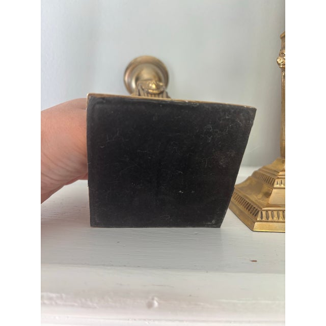 Mid-Century Modern A Pair of MCM Brass Candle Holders With Lion Face For Sale - Image 3 of 4