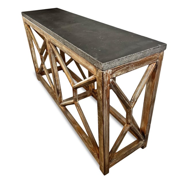 2020s Grey Stone Top Open Console Table For Sale - Image 5 of 9